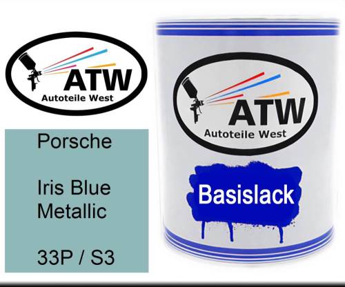 Porsche, Iris Blue Metallic, 33P / S3: 1L Lackdose, von ATW Autoteile West.